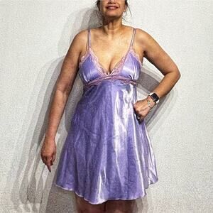 Jonathan Martin Purple Satin Vintage Nightgown Sz L